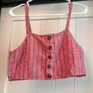 Red and grey striped American Eagle tank top, size M